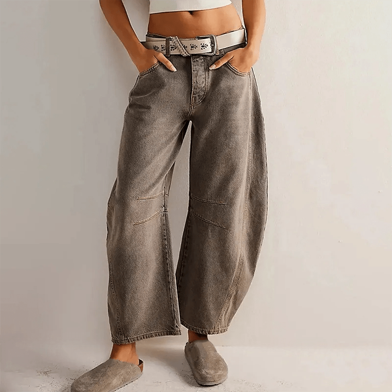 Weite Jeans mit Nahtdetails | High-Waist | Lässige Passform