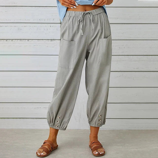 Leichte Baumwoll-Leinenhose | Elastischer Bund | Lässig & Sommerlich