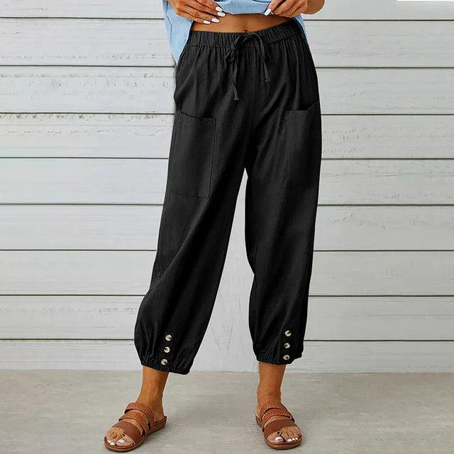 Leichte Baumwoll-Leinenhose | Elastischer Bund | Lässig & Sommerlich