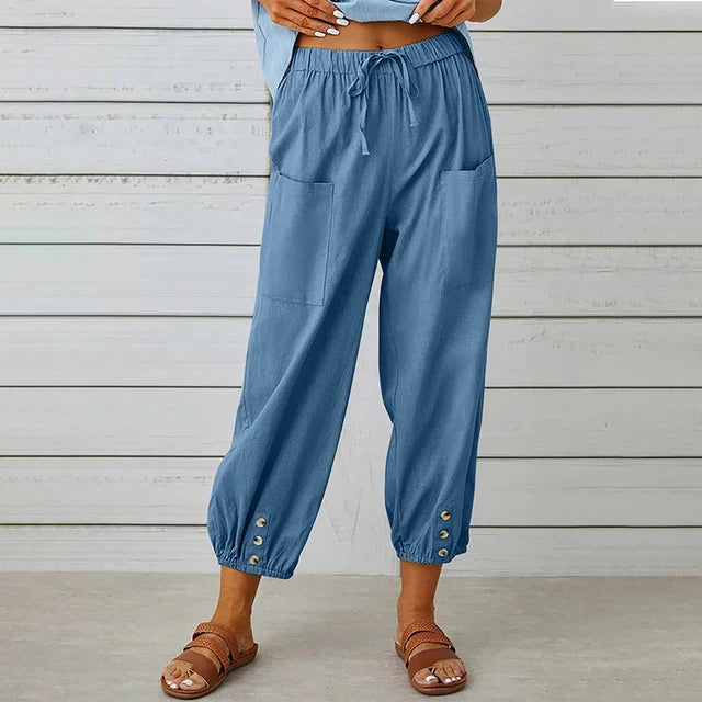 Leichte Baumwoll-Leinenhose | Elastischer Bund | Lässig & Sommerlich
