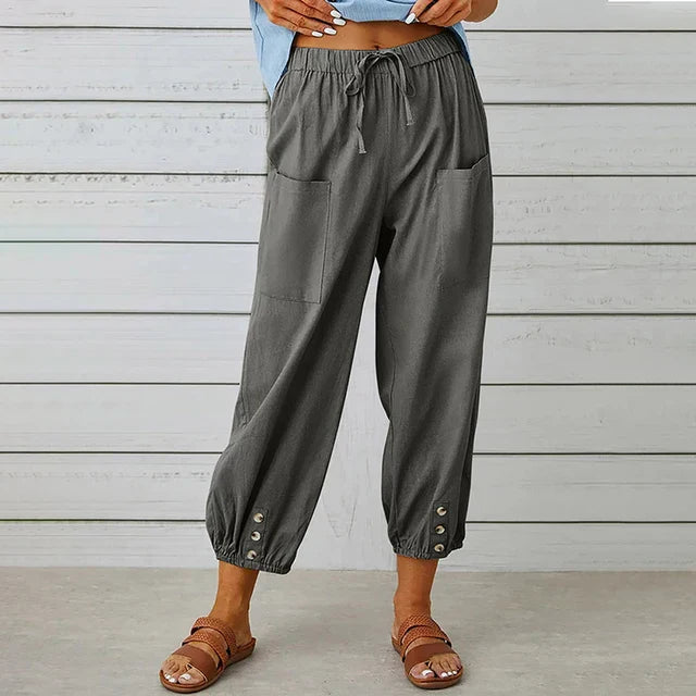 Leichte Baumwoll-Leinenhose | Elastischer Bund | Lässig & Sommerlich
