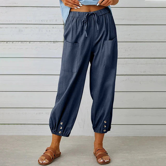 Leichte Baumwoll-Leinenhose | Elastischer Bund | Lässig & Sommerlich