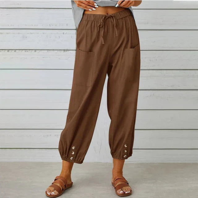 Leichte Baumwoll-Leinenhose | Elastischer Bund | Lässig & Sommerlich